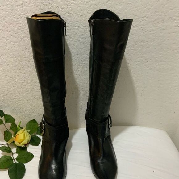 Spring step Black knee-high pointed toe buckle boot size 39 - Picture 10 of 14